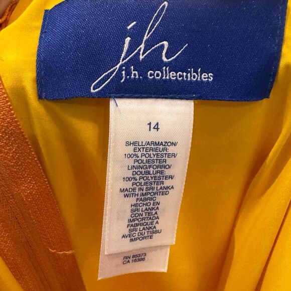 JH collectibles orange printed chiffon overlay maxi dress size 14 - Picture 5 of 6